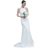 Wedding New 2026 Bride Goes Out Light Yarn White Den?Ry Simple Drag Tail Trip Welcome Yarn Fishtail Dress Dress HZ0517