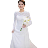 French Lace Wedding Dress 2026 New Bridal Atmosphere Simple Long-Sleeved Summer Welcome Yarn Small Tail Wedding Dress HZ0517