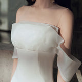 White Evening Dress Fishtail Light Wedding Dress 2026 New Winter Light Luxury Lady Dress Bride Toast Dress HZ0517