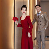 Toasting Dress Bride 2026 New Long-Sleeved Red Engagement Dress Temperament High-End Wedding Day Back Door HZ0517