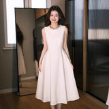 French-Style Densted-Faced Bridal High-End Light Luxury Niche Brides Sleeveless Engagement Dress Daily Certificate Registration Dress HZ0517