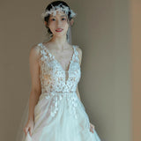 Sen System Super Fairy Light Wedding Dress Spring New French Retro Lace Tail Simple Atmosphere Welcome Slings HZ0517