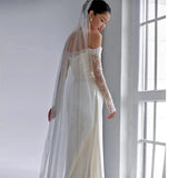 One-Word Shoulder Long-Sleeved Light Wedding Dress 2026 New Temperament Lace Welcome Yarn White Muslin Super Fairy Dress Girl HZ0517