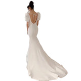 French Light Wedding Dress 2026 Spring Vertiny White Retro Court Style Bride Travel Simple Tail Dress HZ0517