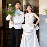 French Travel Shot Wedding Dress 2026 New State Densate Bosom Flower Morning Robe Yarn Engagement Dress Dress Dress HZ0517