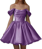New Word Shoulder Ball Evening Dress 2026 Summer Short Foldless Shoulder-Free Party Adult Dress HZ0517