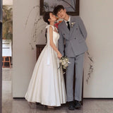 French Light Wedding Dress 2026 New Bride Simple Sling Bow Vertegree Yarn Certificate Engagement Dress Dress HZ0517