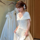 French Retro Court Style Light Wedding Dress 2026 Spring New Fashion Simple Bride Lace Welcome Yarn HZ0517