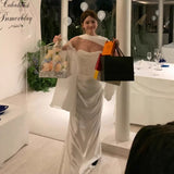 Engagement Dress White Simple Vertiny Certificate Registration Dress Simple Light French Light Wedding Dress HZ0517