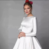 The Main Wedding Dress 2026 Spring New French Court Style Temperament Bride Simple Long-Sleeved Wedding Dress HZ0517