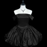Evening Dress New Shoulder Solid Color Sweet Temperament Fluffy Skirt Dinner Birthday Party Adult Dating HZ0517