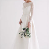 2026 Spring New Long-Sleeved Lace Back-Back Sleeved Wedding Dress Simple Travel Shot Light Wedding Dress HZ0517