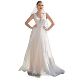Light Wedding Dress 2026 New Summer Sleeveless Bride Simple V. Collared Zidisen Princess Dress HZ0517