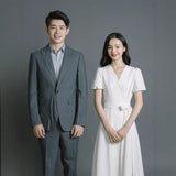 Certificate Registration Small White Dress Hepburn Thin French-Style Sedable Dress Small Wedding Dress Small Man Engagement Dress HZ0517