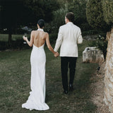 2026 New Bridal Wedding Dress Simple Trend White Vertiny Welcome Dress Female Fishtail Shot Light Wedding Dress HZ0517