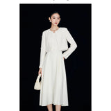 French White Dress Winter New Engagement Dress Dress Women Can Usually Wear Fashion Thin High Temperament Dress HZ0517