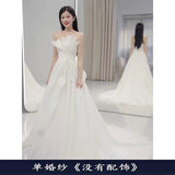 Light Wedding Dress 2026 New Bride With A Simple Yarn Display Thin Main Yarn Travel Pat Welcome Yarn Small Tailed HZ0517