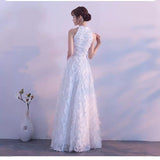White Feather Hanging Neck Dress Fashion Atmosphere Thin Tug Dress 2026 Students Graduate Performance Choral Suit HZ0517