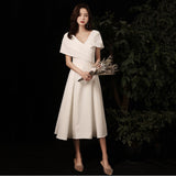 White Adult Evening Dress Dress 2026 New Summer Banquet Temperament Registration Engagement Evening Dress Morning Dress HZ0517