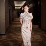 New Chinese Cheongsam Toasting Bride 2026 New Improved Wedding Engagement Dress Dress Women's High Sense Winter HZ0517