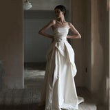 Brased And Densate Light Wedding Dress 2026 New High-End Simple Retro Dress White Engagement Yarn HZ0517