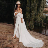 2026 Spring New Design Light Wedding Dress Retro Shoulder Simple Trend Travel Outdoor Wedding Dress HZ0517