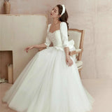 French White Light Wedding Dress Long Sleeve 2026 New Bridal Simple Temperament Small Yarn Banquet Evening Dress HZ0517