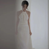 French-Style Sedament Light Wedding Dress 2026 New Bridal Model Temperament Fishtail Welcome Out Of The Yarn Super Fairy Hanging Neck Dress HZ0517