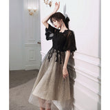 Annual Evening Dress Women 2026 New Temperament Banquet Covered Belly Black Slimming Usually Wears Hosts HZ0517