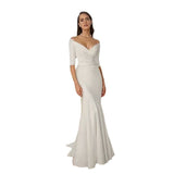 Dress Wish New Sexy V-Neck Half-Sleeved Fishtail Repair Wedding Dress HZ0517