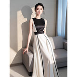 Black And White French Dress 2026 New Faucet Simple Sleeveless Daily Dress Party Dress HZ0517