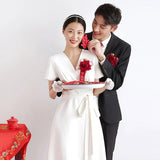 Wedding Certificate Registration Light Wedding Dress Small Dress French Small White Dress With White Engagement Daily Wear Dress HZ0517