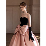 Pink Retro Breast-Wearing Evening Dress Birthday Fairy Dress Hepburn Style High-Level Rites Of Passage For Light Luxury HZ0517