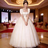 White Light Wedding Dress Senior Sense 2026 New Host Evening Dress Dress Dress Fairy Student Art Exam Performance Suit HZ0517