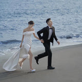 French-Style Seduced Light Wedding Dress Bride Shoots Simple Temperament Fishtail Go Out Yarn Shoulder Super Fairy Welcome Dress Dress HZ0517