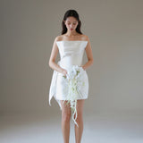 French Stite Braided Lightweight Wedding Dress 2025 New Simple Short Sexy White Travel Shot Light Wedding Dress HZ0517