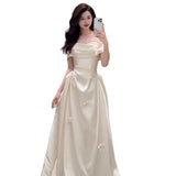 French-Style Linden Shoulder Light Wedding Dress Bride 2026 New High-End Welcome Door Yarn Simple Engagement Dress HZ0517