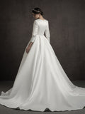 French Light Wedding Bridal Temperament Simple Retro Thin Nest Long Sleeve V Lord Wedding Dress HZ0517