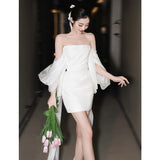 French Light Wedding Dress Small Certificate Registration White Short High-End Feeld With The Dress Of The Engagement Dress HZ0517