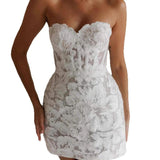 French White Light Wedding Temperament Light Luxury New Breast-Plating Short Dress Dress With Thin Dress Body HZ0517