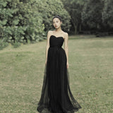 Black Evening Dress Dress Banquet Host Bride Travel Photo Wedding Small Temperament Brat Performance Suit HZ0517