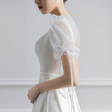 French Travel Wedding Wedding Bridal Temperament Thin Sensian License Small White Dress Studio Shooting Dress White Dress Woman HZ0517
