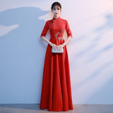 Adult Choir Performance Costume Female Dress Host Student Chorus Folk Song Conductor Costume Chinese Evening Dress HZ0517