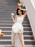 French White Breasted Light Wedding Dress Spring New Banquet Birthday Tour To Take A Morning Pat To Greet The Morning Robe HZ0517