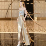 Mori's Bridal Woman Morning Dress Morning Shoot Niche Evening Dress Engagement High-End Engagement Light Wedding Dress Super Fairy Hanging Neck White HZ0517