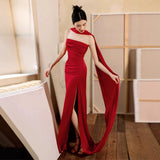 Red Toaster Hanging Neck High-End Feeld With The Frontal Fecrowomanry Femininity High-End Niche Banquet Engagement Dress Dress HZ0517