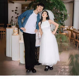 French Light Wedding Dress 2026 New Travel Photo Certificate Registration Small White Dress To Welcome The Sling Dress HZ0517