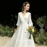 White Light Wedding Dress 2026 New Garden Teen Temperament Light Wedding Dress Simple French-Style Fasting HZ0517