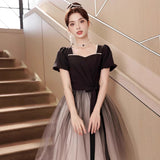 Black Evening Dress Women 2026 New Fashion Temperament Host Dress Piano Performance Art Fairy Dress HZ0517