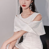 White Banquet Temperament Host Evening Dress Holiday Dress Famous Birthday Party Dress HZ0517